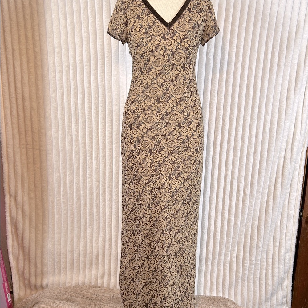 Vintage N.O.E. Short sleeve, Paisley, print pencil maxi dress size small